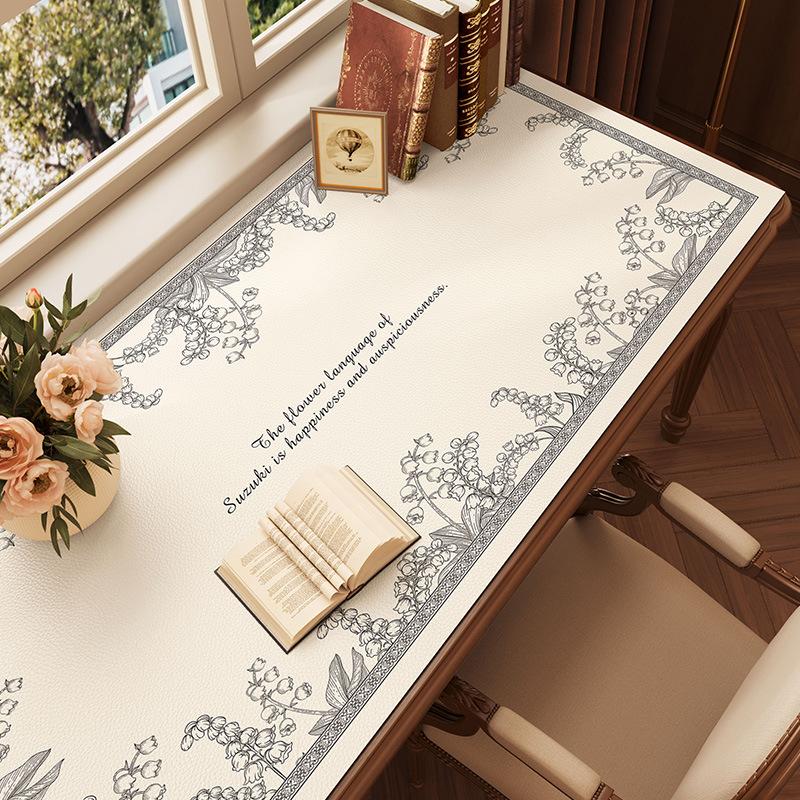 Leather Desk Mat Vintage Waterproof Desk Pad Non-Slip Cut To Size Writing Table Mat for Elegant Office & Gaming Setup