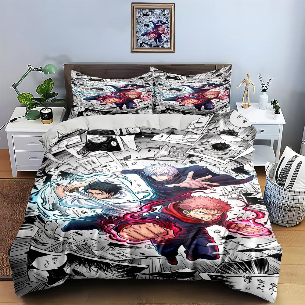 Anime action scene Bedding Duvet cover sets Duvet covers Pillowcases gifts (1 * Duvet Cover 2 * Pillowcases, without duvet insert)