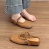 Woven Hollow Half Slippers Women's Summer 2025 New Fashion Versatile Comfortable with Skirt One Pedal Beach Shoes