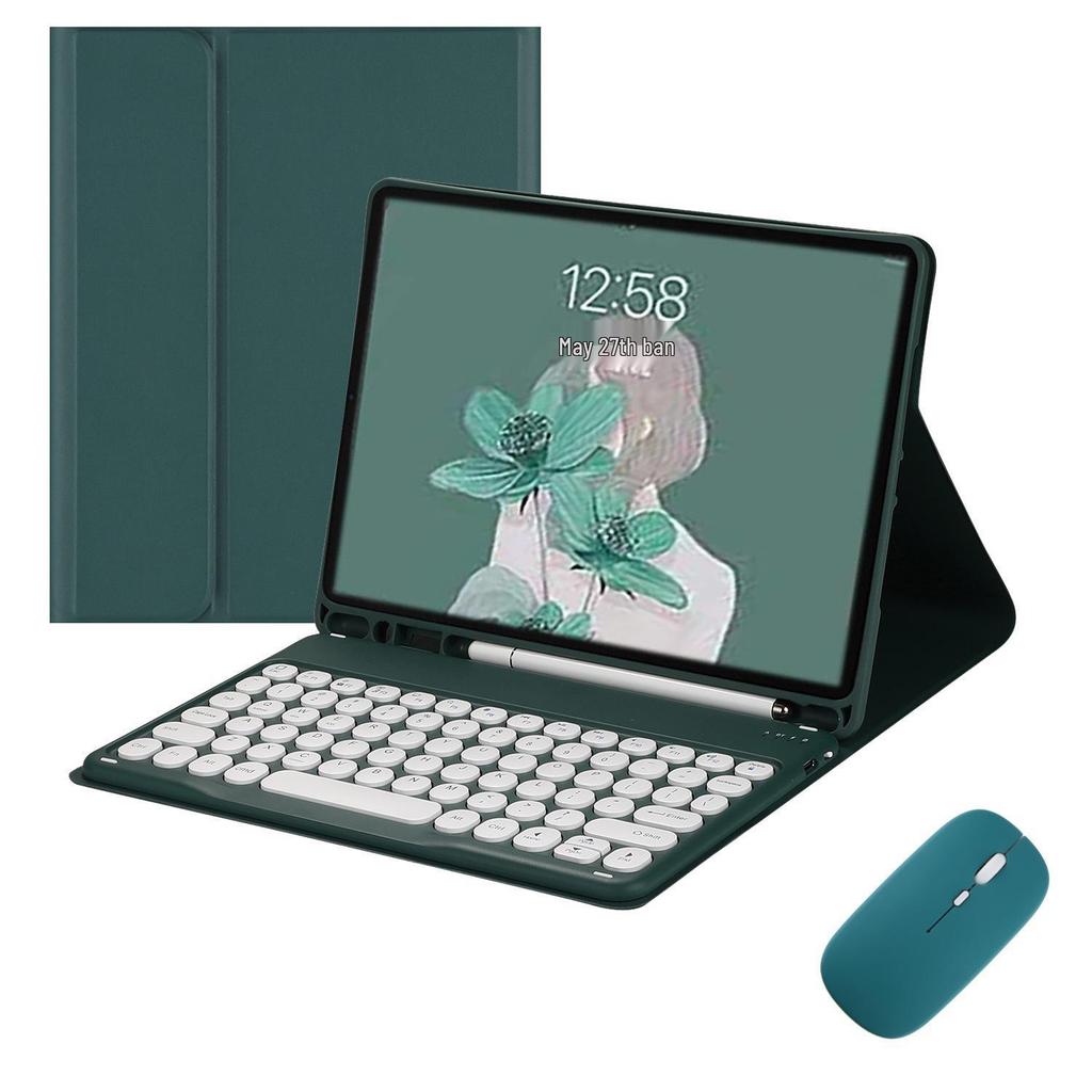 iPad 10.2 & Air 11 Round Cap Bluetooth Keyboard & Protective Case with Pen Slot Stand A16