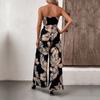 Leisure Vacation Tropical Wind Leaf Printed Tube Jumpsuit