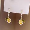 Exquisite Yellow Zircon Lemon Earrings For Women Fashion Personalized Daily Accessory Party  Birthday Anniversary Gifts