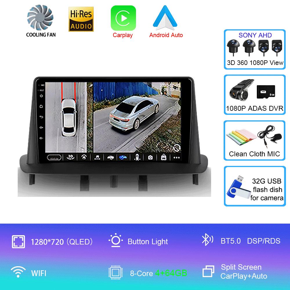 For Renault Megane 3 Fluence Samsung SM3 2008 - 2014 Car Radio Android 14 Carplay Auto Multimedia Player Stereo 2din Head Unit