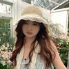 Large Edge French-style Straw Hat Wide Brim Panama Cap Handmade Beach Bucket Hat  Beach Side