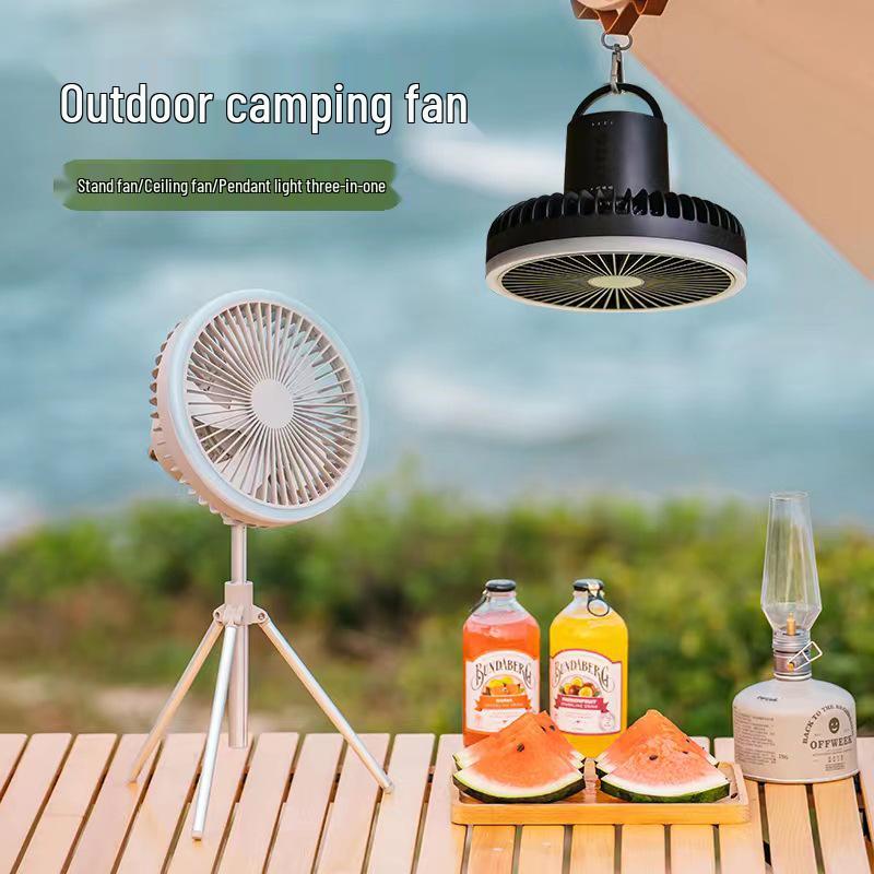 Smart Multi-functional Tripod Fan with Colorful Lights for Outdoor Camping