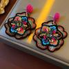 Colorful Rice Beads Embroidered Flower Earrings for Women Unique Design Drop Earring Retro Delicate Luxury Designer Jewelry