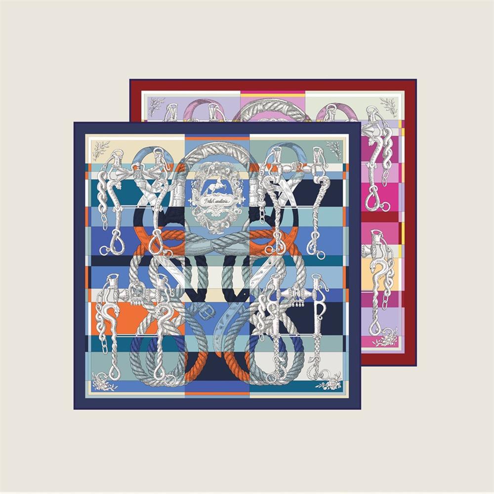 New Hand Rolled Twill Silk Scarf Women Fashion Double Side Printed Square Scarves Wraps Echarpes Foulards Femme Hijab 53CM