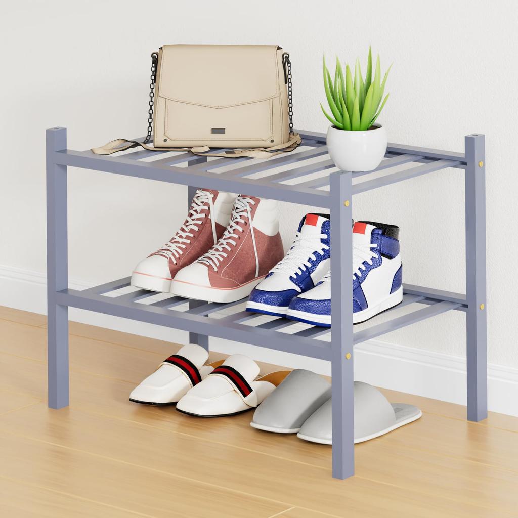Olanly Bamboo Shoe Organizer Quality Expandable Shoe Rack Stackable Free Standing Wooden Shoe Storage Shelf For Entryway Closet