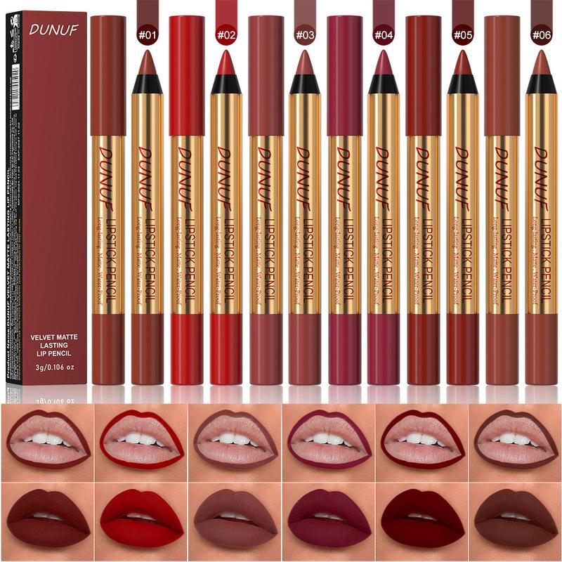 Matte Brown Lipstick Pencil Crayon Lip Liner Non-stick Cup Lipliner Pen Velvet Lip Outline Contour Lasting Waterproof Makeup