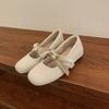 2025 Spring New French Temperament Bow Inner Height Increase Mary Jane Shoes Women's Versatile One-word Pink Light Mouth Single Shoes