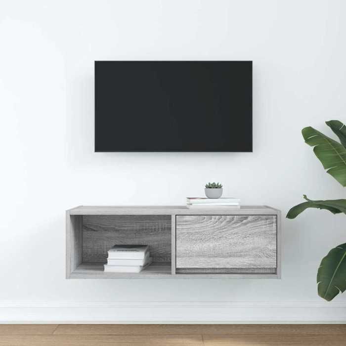 VidaXL TV Cabinet Sonoma Grey 80x31x25.5 Cm Engineered Wood, TV Stand, Hi-fi Cabinet, Entertainment Center, TV Buffet, 861464