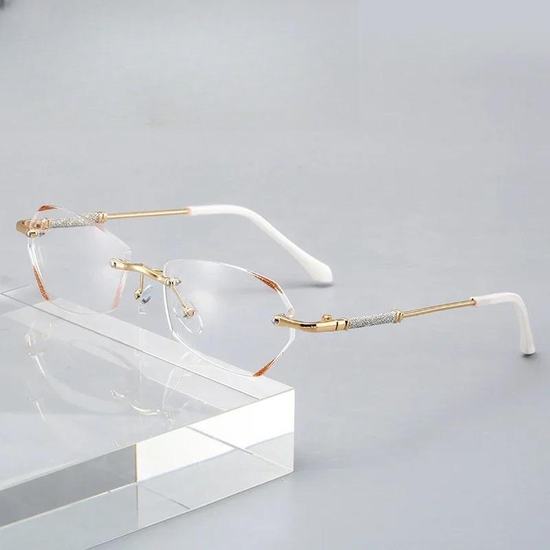 Women Frameless High-definition Blue-light-blocking Reading Glasses Vintage Style Ultra-lightweight and High-end