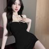 Pure desire wind neck dress women's summer design sense niche waist fold hip wrap sexy temperament small skirt