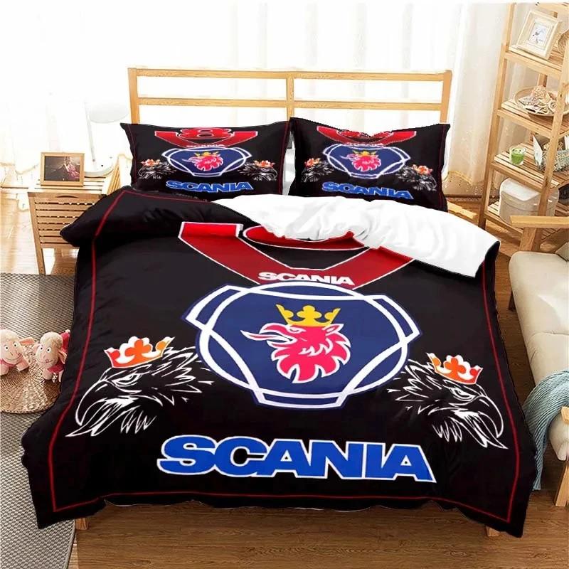 Scanias Truck Logo Bedding Set Boys Girls Twin Queen Size Duvet Cover Pillowcase Bed Kids Adult Fashion Home Textileextile