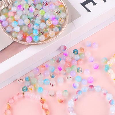Accessoires DIY Exquis Verre 8mm Fantaisie Perles Libres Gelée Double Couleur Bracelet Collier Fait Main Rond 50pcs Matériau Bijoux Perles