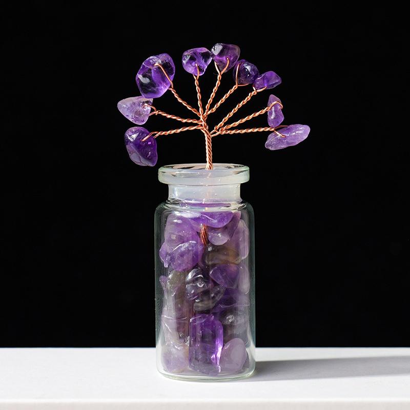 

Счастливый хрустальный щебень Дерево богатства Ручная работа Плетеное денежное дерево Настольные украшения Дрифтовая бутылка Медная проволока Дерево жизни Украшения для автомобиля