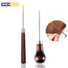 Wood Handle Awl Leather Punching Tools Leather Straight Awls Hole Puncher Drills for Leather Craft Awl Hand Stitching