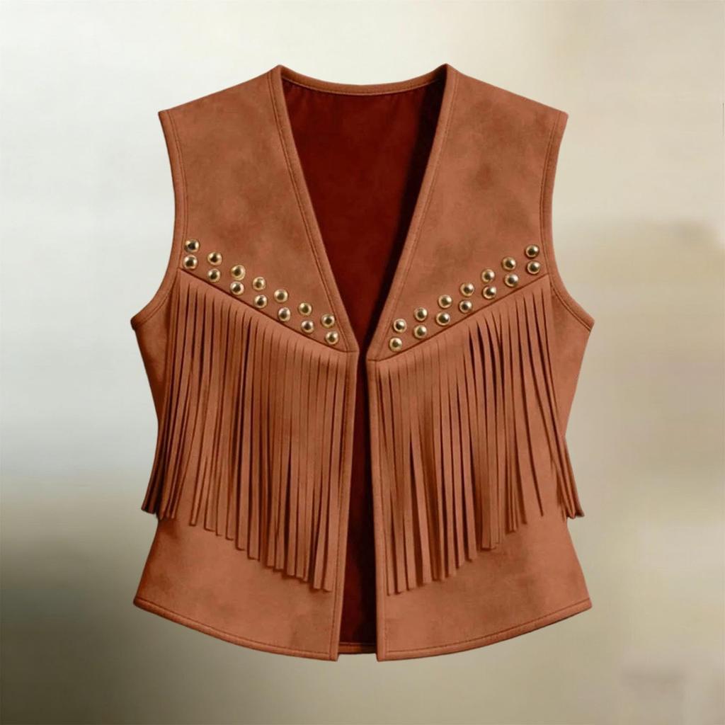 Women's Sleeveless Vest – Casual V-Neck with and Studs