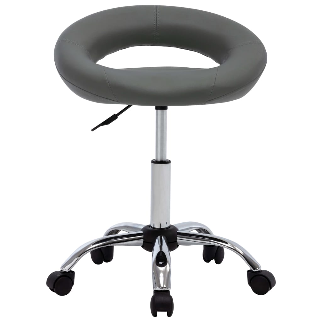Vidaxl Swivel Dining Chair, Grey, Upholstered with Faux Leather
