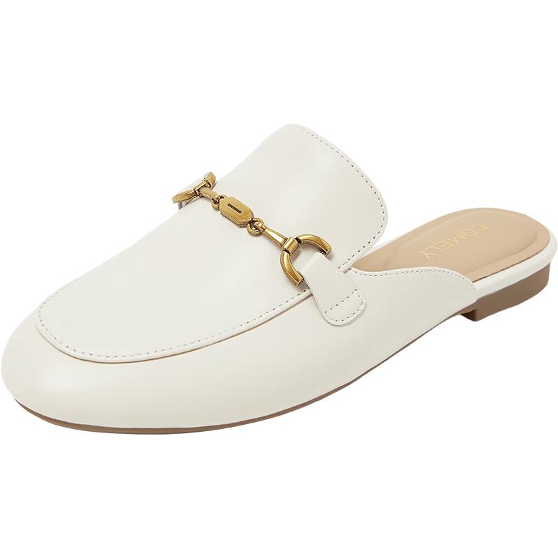 COMELY Women s Sheepskin Pointed Toe Flat Mules 36