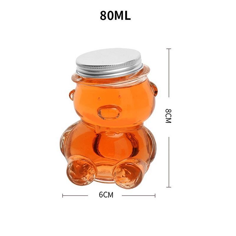 

Наклонная стеклянная бутылка в форме медведя для кофейного концентрата, молочного сока, герметичная бутылка с крышкой, банка Мейсона, переносная пустая банка 80ml
