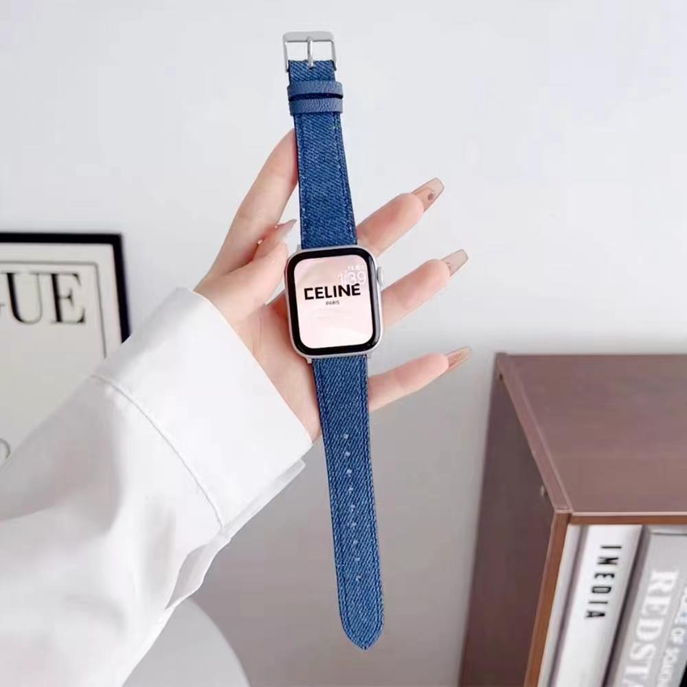 cloth Leather loop For Apple Watch band women Series Ultra 10/9/8/7/6/5/4/3/2/1 SE 38mm 40mm 41mm 42mm 44mm 45mm 46mm 49mm Strap