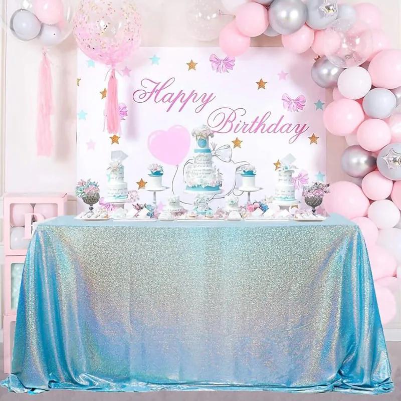 Sparkle Glitter Laser Sequin Tablecloth Party Rectangle Table Cover For Wedding Baby Shower Birthday Cake Table Holiday Banquet