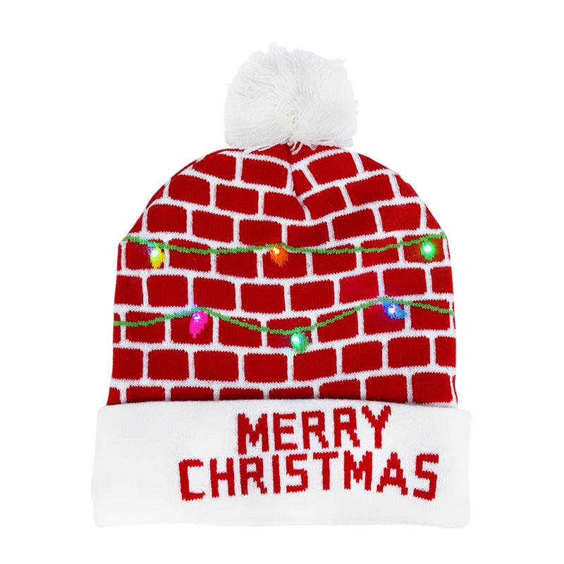 LED Christmas Hat Sweater Knitted Beanie Christmas Light Up Knitted Hat Christmas Gift for Kids Xmas 2024 New Year Decorations