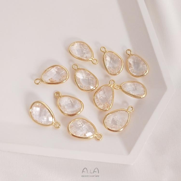 14K Gold-Filled Blown Crystal Zirconia Teardrop Pendant Charm