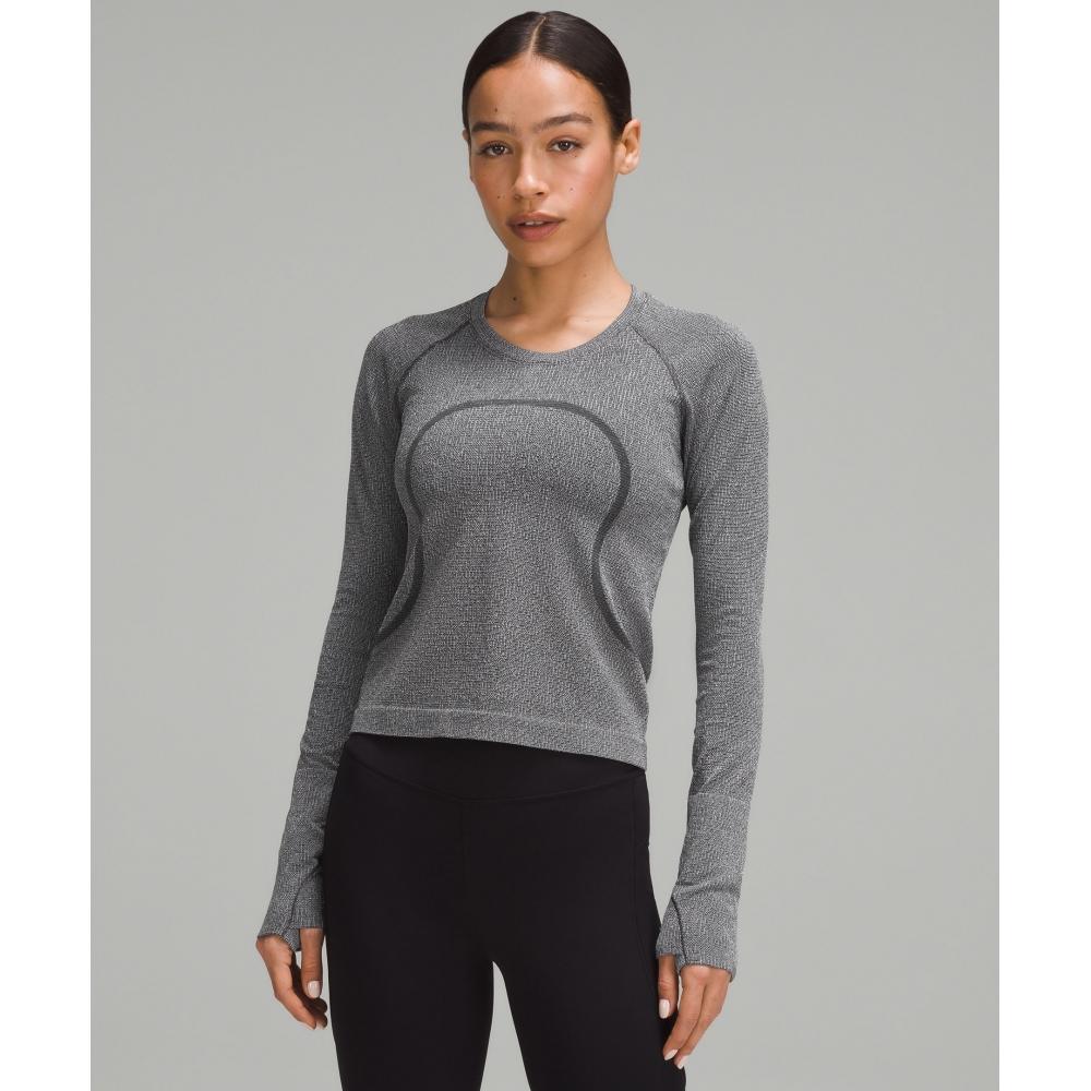 

Lululemon Рубашка с длинным рукавом Swiftly Tech 2.0, длина талии, блестящая параллельная текстура, черный, белый 8