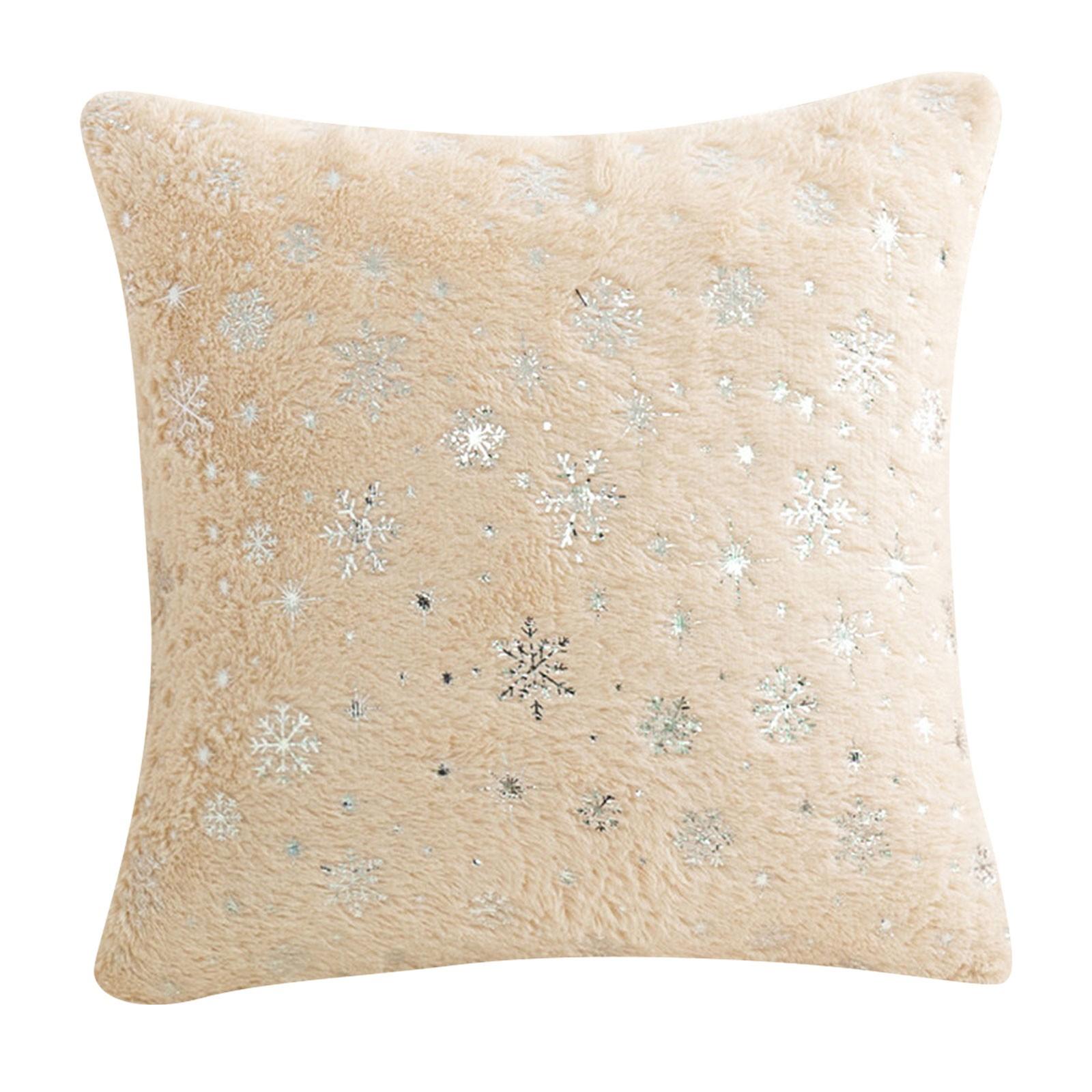 

Рождественская наволочка, Мягкая плюшевая наволочка с тиснеными снежинками, Наволочка для дивана, спальни, праздничного декора, Одинарная (без ядра подушки) One Size