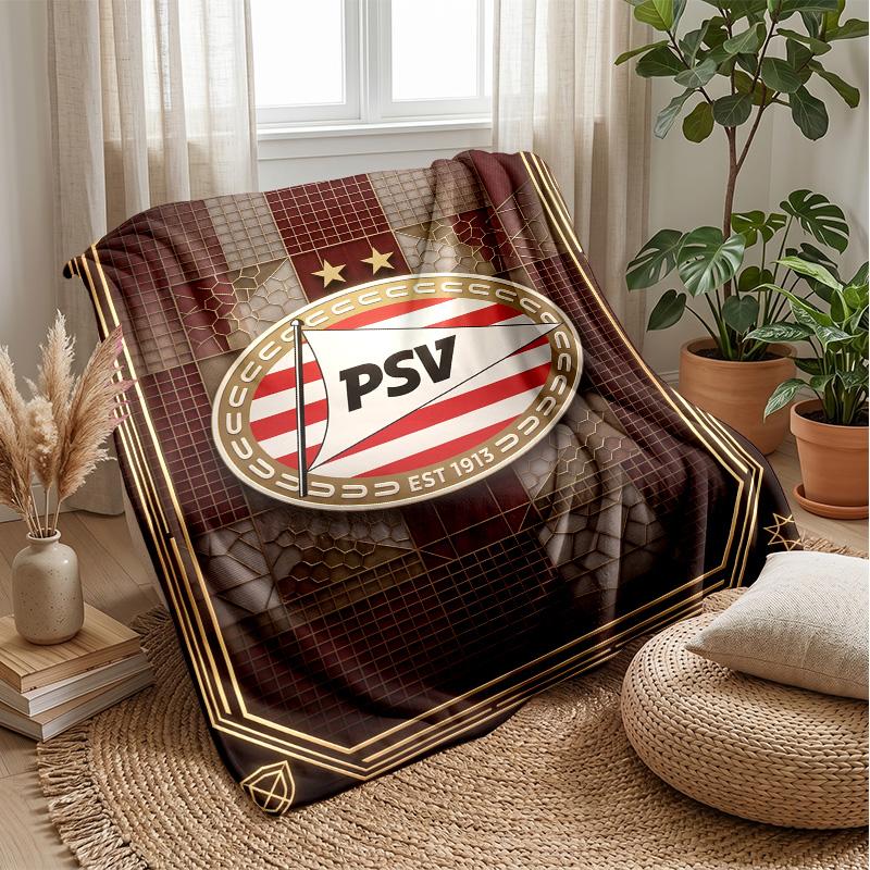 PSV Eindhoven FC Coperta Morbida in Pile di Flanella Leggera Accogliente Calda Coperta da Divano Letto Decorazione per la Casa
