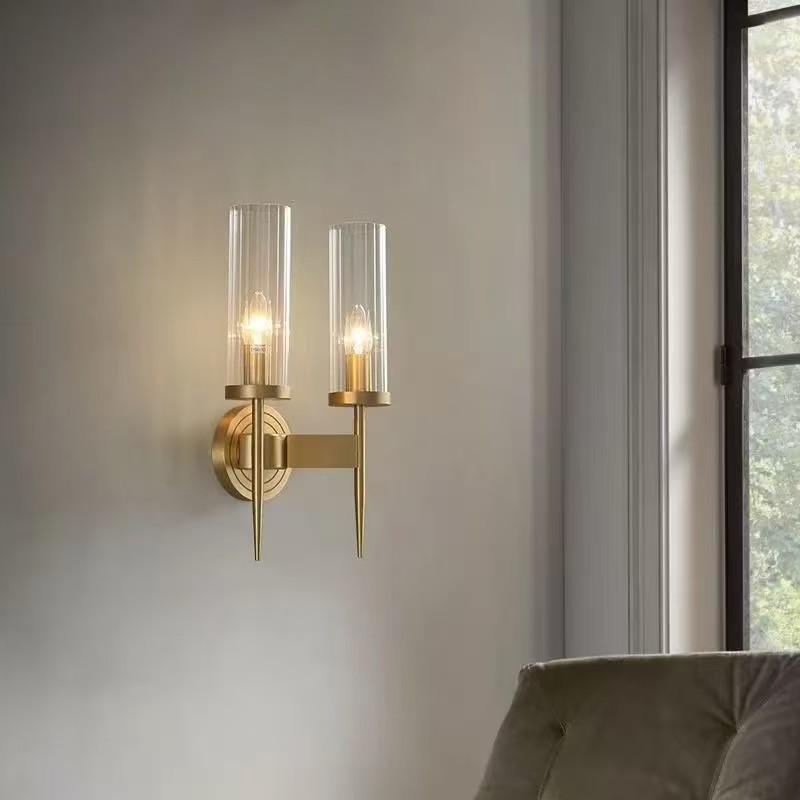 Nordische Luxus Glas- und Kupfer-Wandleuchte für Schlafzimmer oder Wohnzimmer