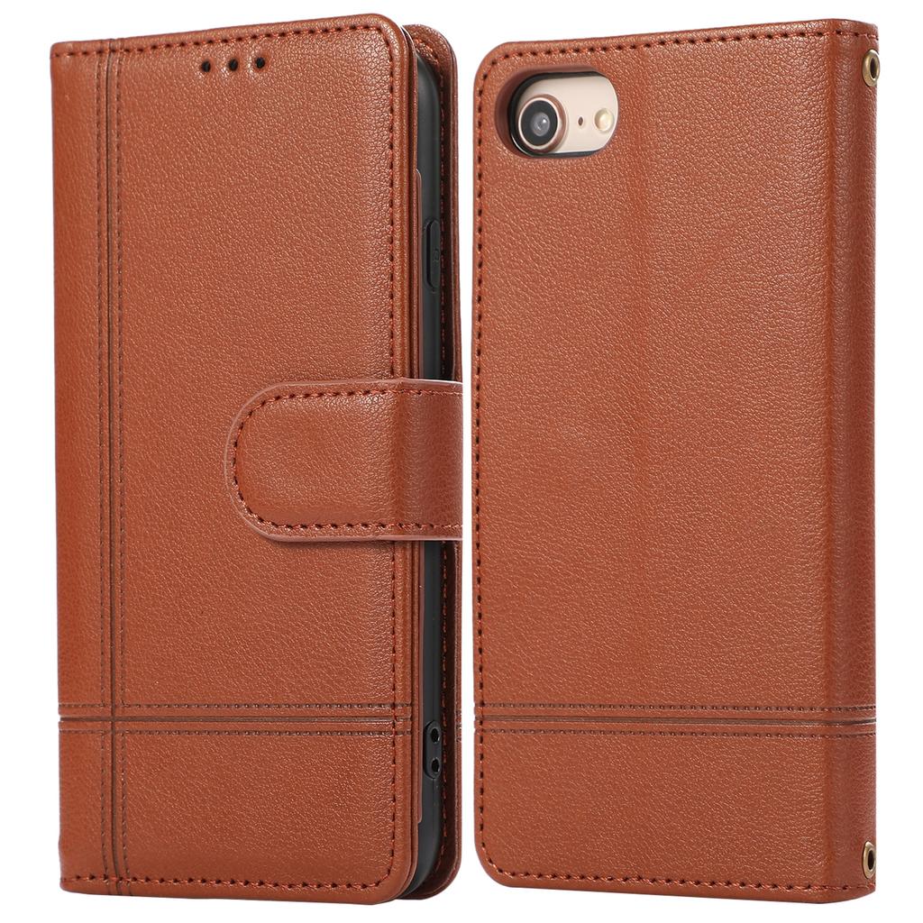 For iPhone SE (2022)/SE (2020)/7/8 4.7 inch Cell Phone Case PU Leather Wallet Cover with 2 Straps