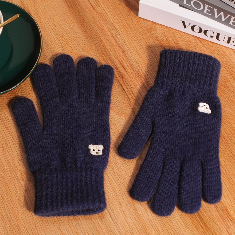 

Защита от холода Женские теплые перчатки с бантом Утепленные теплые перчатки для верховой езды для мужчин и женщин темно-синий