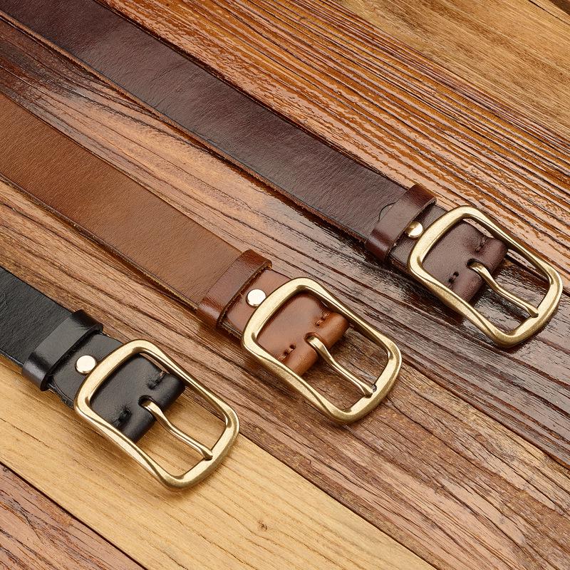Men's Genuine Leather Cowhide Belt - Retro, Versatile, Trendy Korean Style for Casual Wear