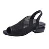 Chunk-heeled Women's Shoes Fish-mouth Breathable Sandals Plus-size Shoes