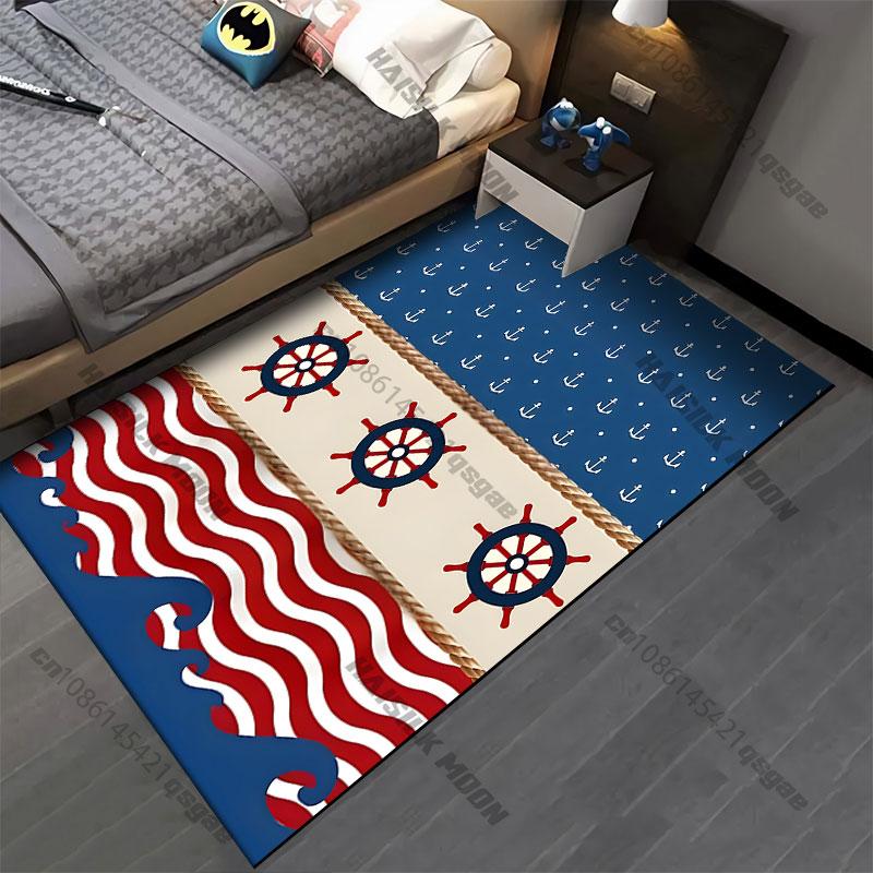 Anchor Lifebuoy Stripescarpet Yoga Living Room Room Decor Children's Crawling Mat Doormat Area Rug Games Floor Mat