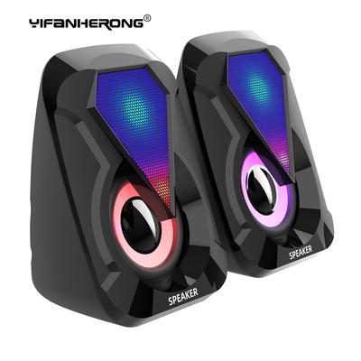 USB kabelové počítačové reproduktory Bass Stereo Subwoofer Barevné LED světlo pro notebooky Smartphony MP3 přehrávač