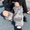Faux Fur Lolita Boots Cover Japanese Style Long Tube Sock Fashion Warm Knee Sleeve  Women