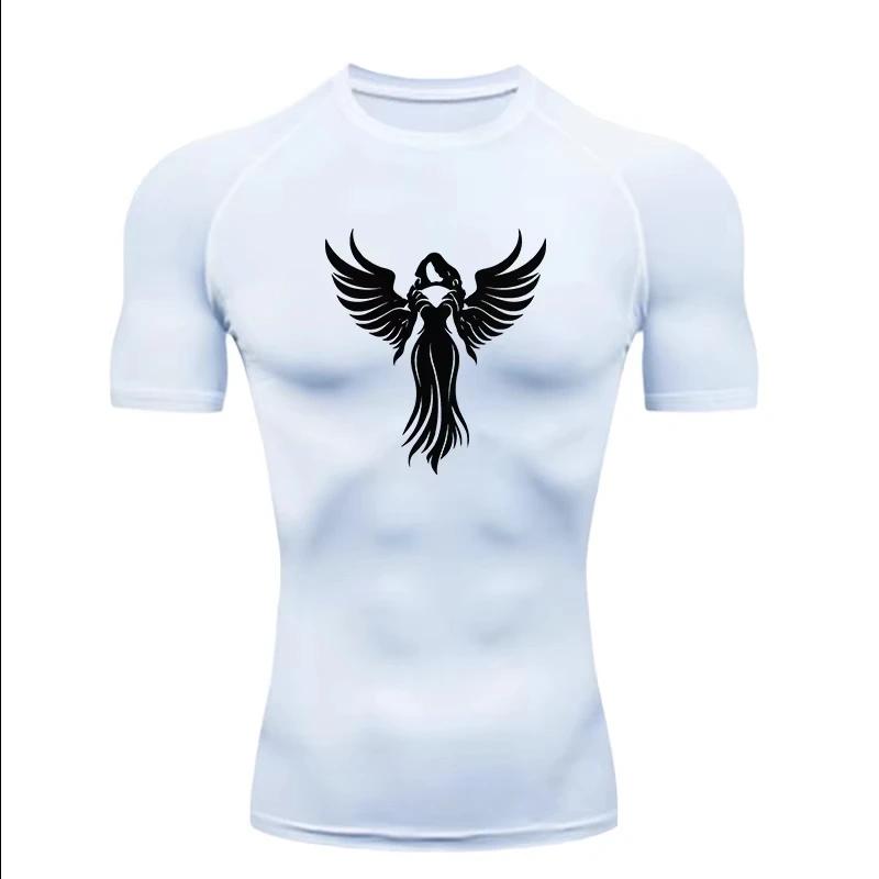 Compression Shirt for Men Short Sleeve Rash Guard Gym Workout Running Fashion T-shirt Summer High Elasticity Athletic Quick Dry Tees Top