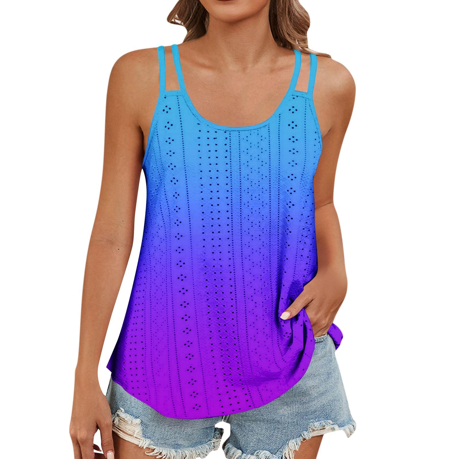 Женский модный повседневный жилет с градиентным цветным принтом и U-образным вырезом — фото 8