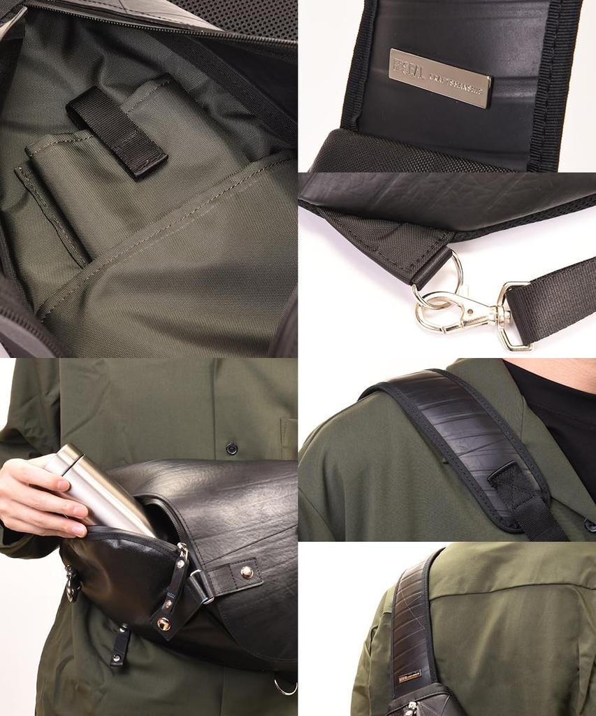 Morino Canvas x SEAL Waterproof One-Shoulder Bag, Spiral PRO MODEL, Men's Body Bag, Outdoor, Crossbody, One-Shoulder, with Shoulder Pad, Touring Bag