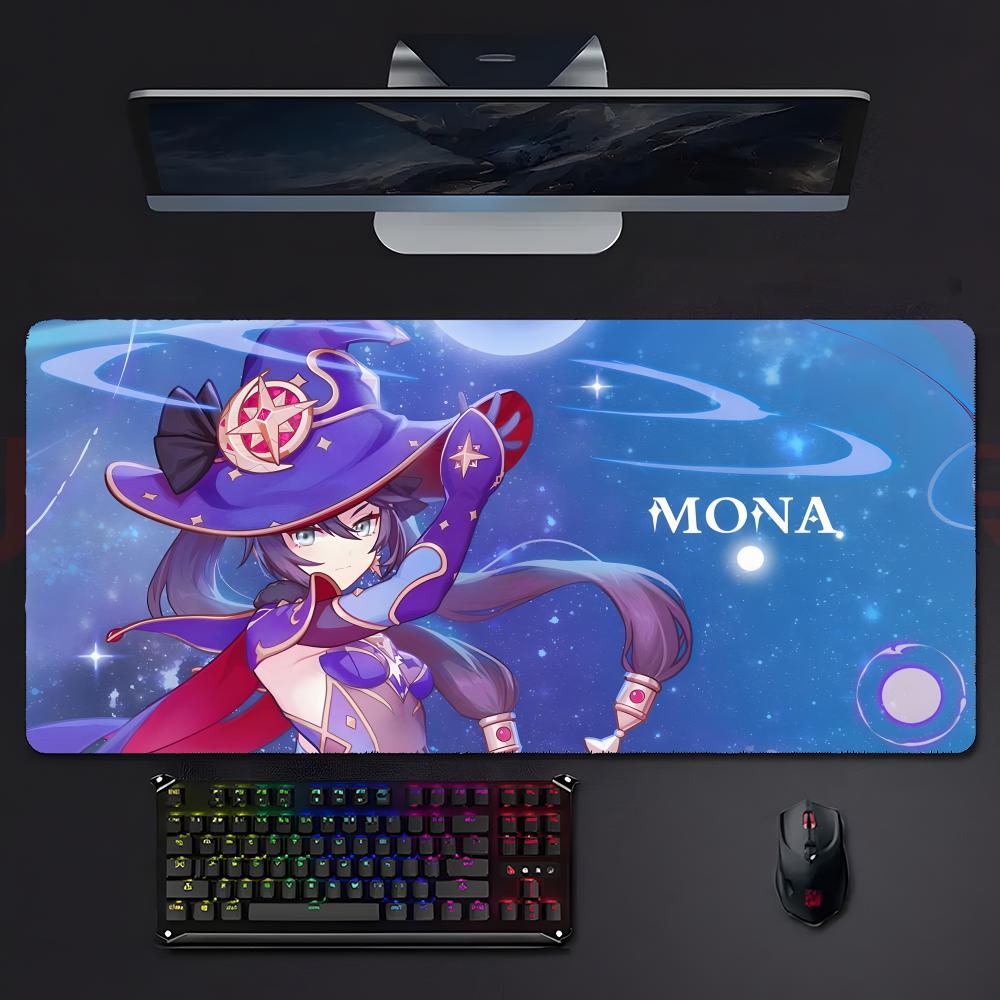 Mysterious Pretty Game Genshin Impact Mona Mouse Pad Large Gaming Mousepad With Stitched Edges Thickened Desk Mat Pc