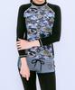 Dangun Camo Color Block Unique Raglan Long Sleeve Rash Guard
