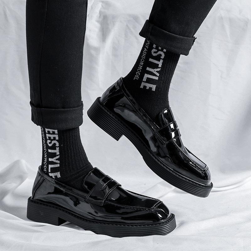 Muži Podnikání Ležérní Lakované Kožené Boty Pánské Harajuku Korejské Streetwear Vintage Svatební šaty Kožené Boty