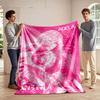 Pink-toned Collage with Scattered Text and a Central Abstract Face Pattern. for All Seasons Blanket Lunch Break Throw Gift