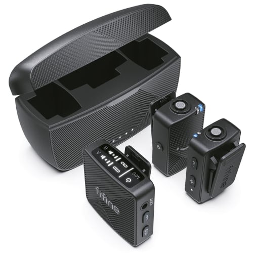 

FIFINE Wireless Microphone, Lapel Microphone, 6 Hours of Continuous Use, Noise Cancelling, 2-Person Simultaneous Use, Storage Charging Case, Automatic