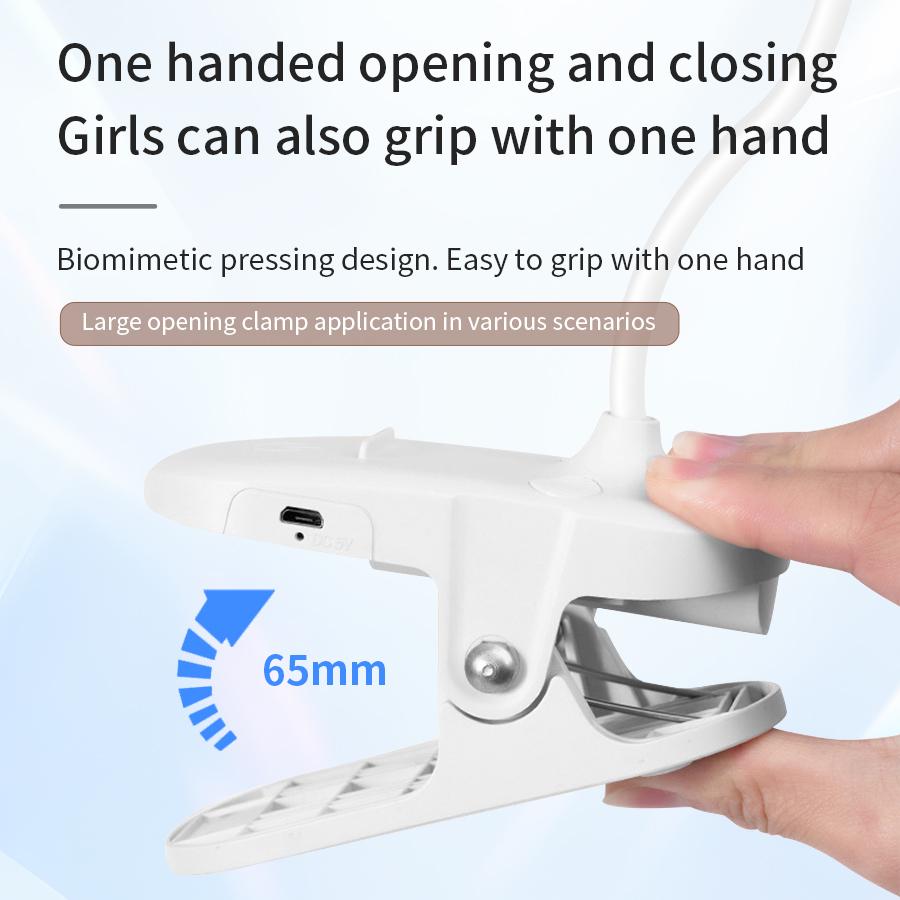 USB Rechargeable LED Table Lamp Portable Clip Bedside Reading Night Light With Touch Control 3 Dimming Modes Eye Protection Lamp