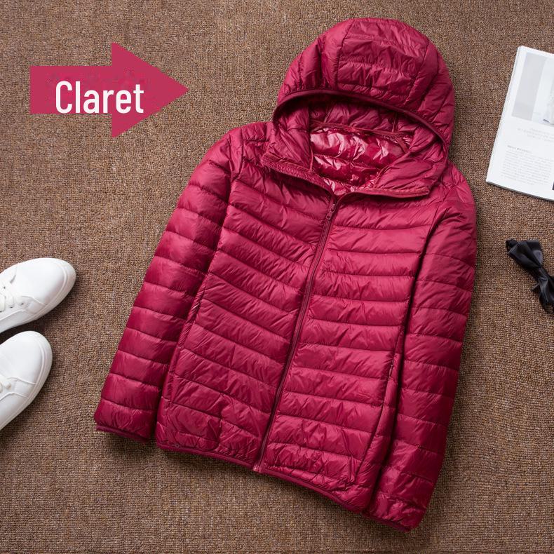 Men's Oversized Hooded Down Jacket - Short, Thin, Stand-up Collar, Large Size